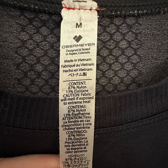 Obermeyer Black Dax Baselayer Stretchy Skiing Long Sleeve Nylon Shirt Size M - Picture 4 of 4